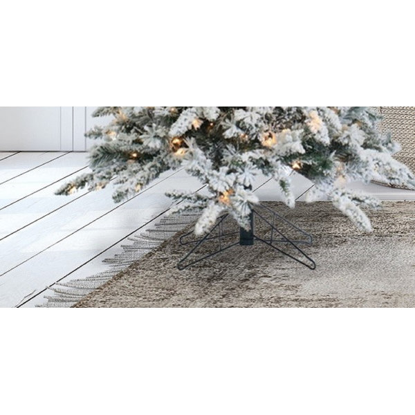 The Holiday Aisle® Prelit Narrow Flocked Green/White Pine Artificial